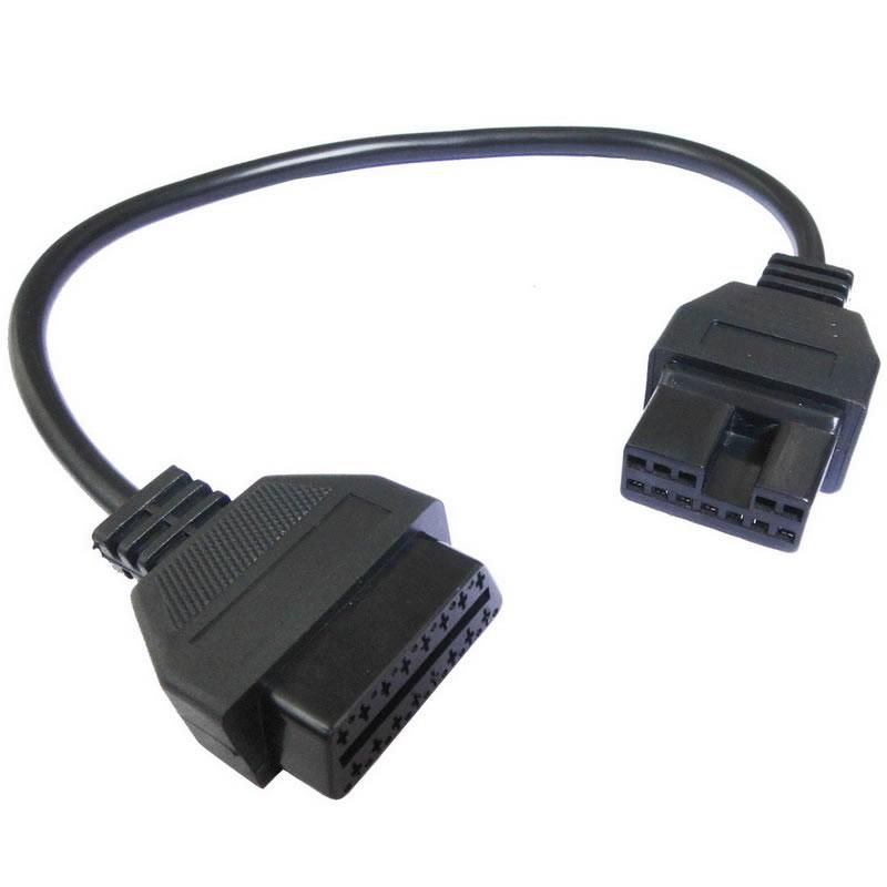 12pin to 16pin OBD2 Connector Adapter for Mitsubishi Auto Diagnostic Tool-Black Head