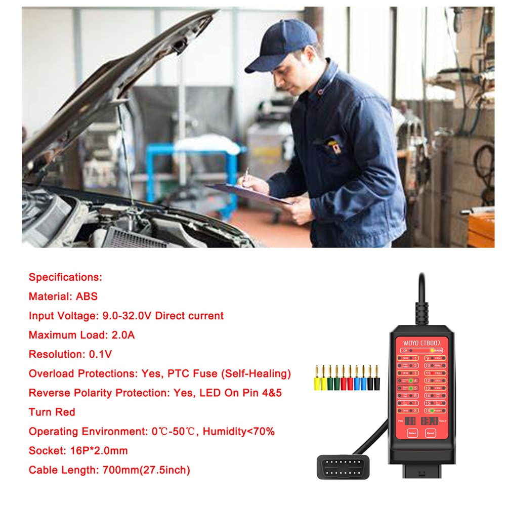 12V 24V CTB007 CAN Tester 16 Pin Break Out Box Detection CAN Bus Circuit Tester Vehicle Diagnosis On-Board Diagnostics Tester