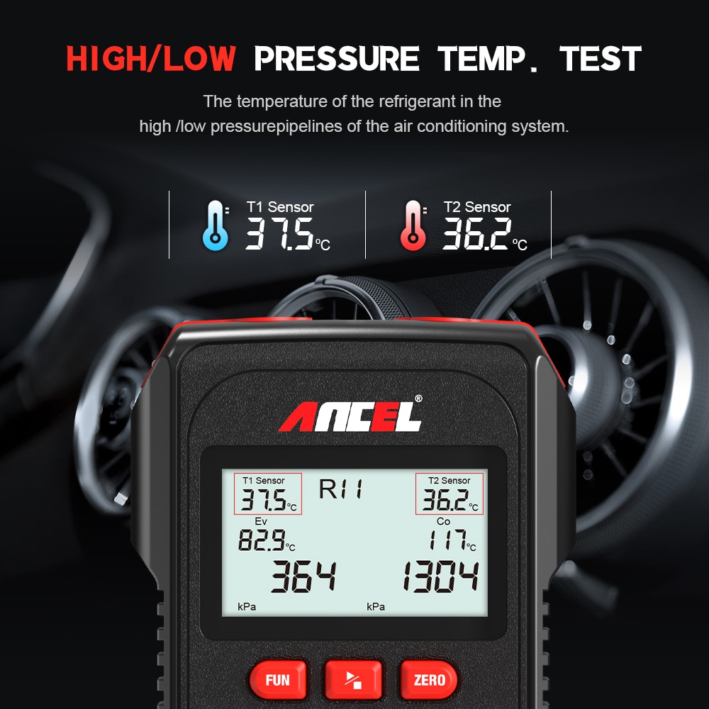 ANCEL AC3000 Manifold Digital Meter High Low Pressure Temperature Gauge Vacuum Pressure Leak Test Air-Condition