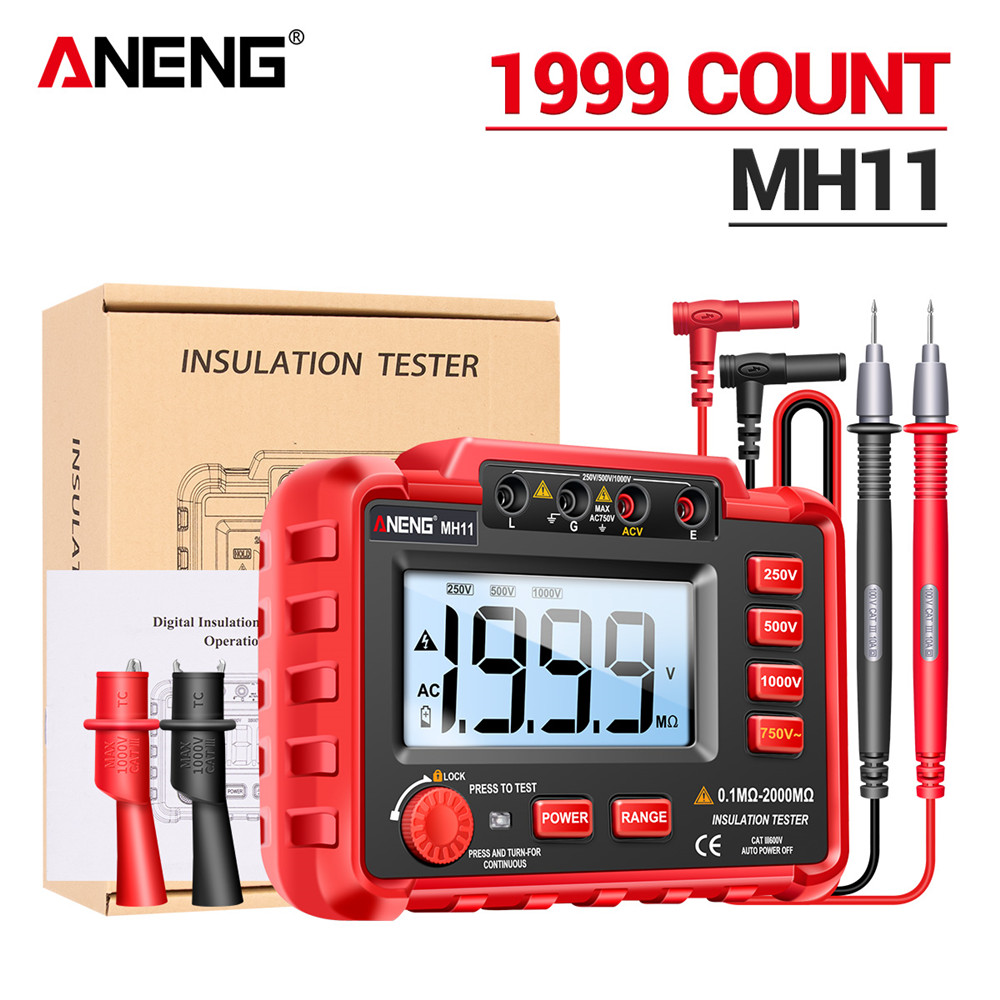 ANENG MH11 Digital Megohmmeter Meters 250/500/1000V Insulation Earth Resistance Meters Tester cable Voltmeter Megger Meter