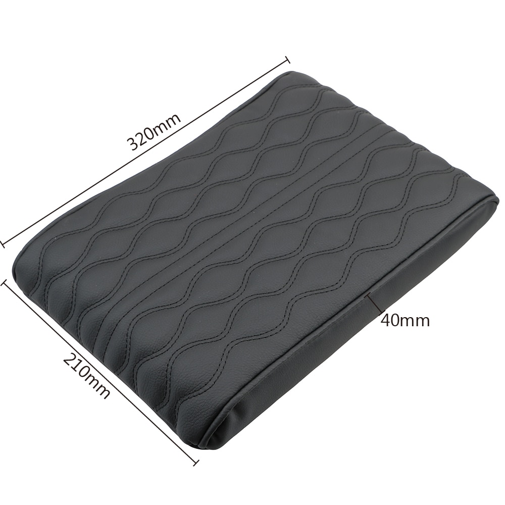Wave Embroider PU Leather Car Armrest Mat Center Console Arm Rest Protection Cushion Auto Armrests Storage Box Cover Pad