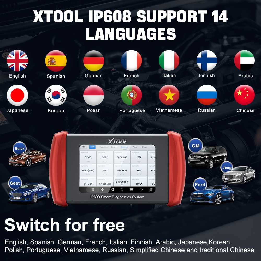XTOOL InPlus IP608 OBD2 Car Automotive Scanner Tool Full System Scan DPF Injector Oil EPB SAS Reset OBDII Andriod 10 Free Update
