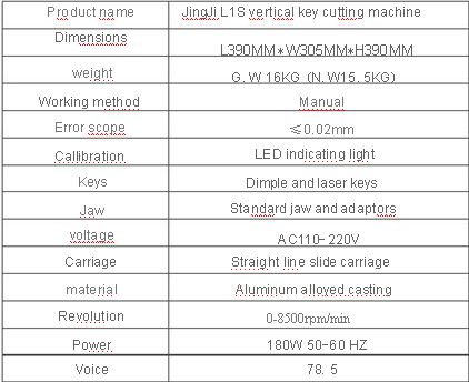 L1 Vertical key cutting machine details