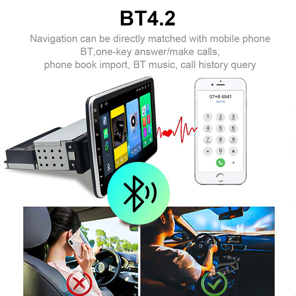 1 DIN Android 10.0 Car Radio 10 inch 2.5D 6GB RAM 128GB ROM Stereo with 4G WiFi DSP GPS Bluetooth Hands Free Calling