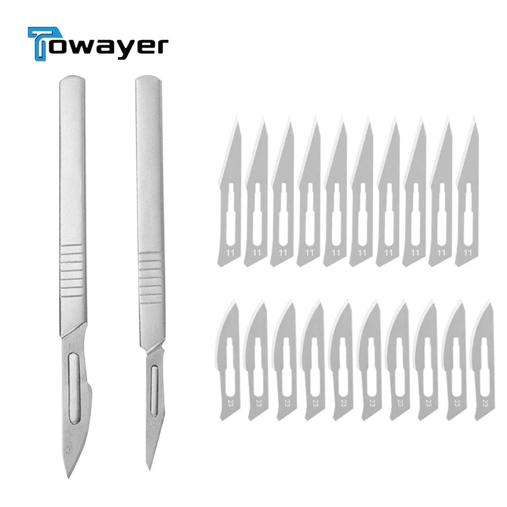 10 pc Carbon Steel Surgical Scalpel Blades + Handle Scalpel DIY Cutting Tool PCB Repair Animal Surgical Knife
