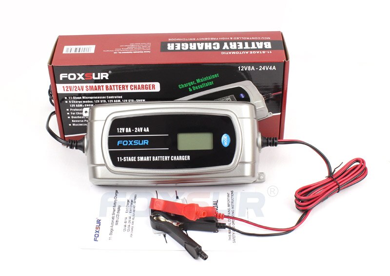 12V 24V Waterproof Truck Car Battery Charger, EFB GEL WET AGM Battery Charger with LCD Display, Battery Type Selectable