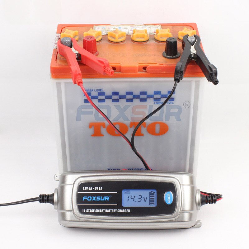 12V 4A 6V 1A 11-stage Smart Battery Charger, Toy & Car AGM GEL WET EFB Battery Charger, LCD Intelligent Battery Charger