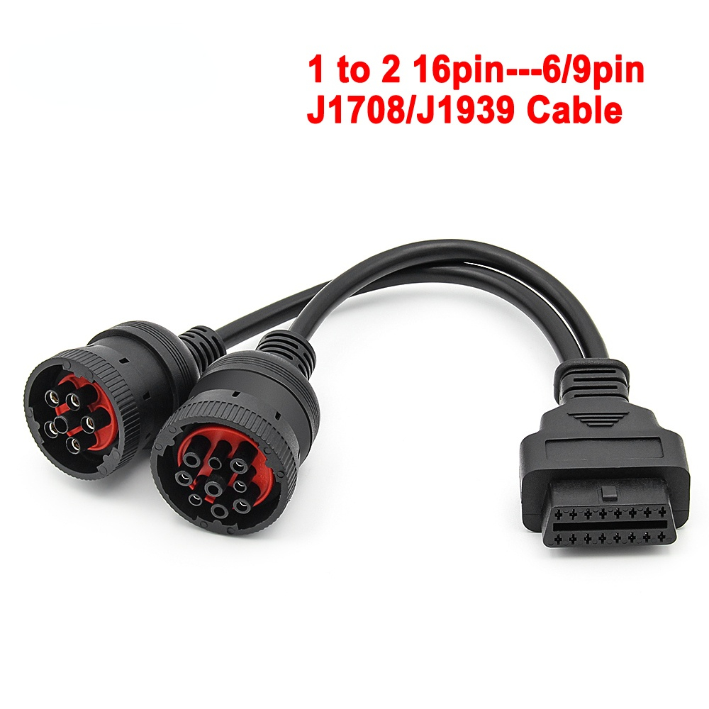 J1708 J1939 OBD2 Truck Diagnostic Tool 16 Pin Cable Connector OBD to OBD2 6Pin 9Pin for Cummins for Deutsch for Cat Truck