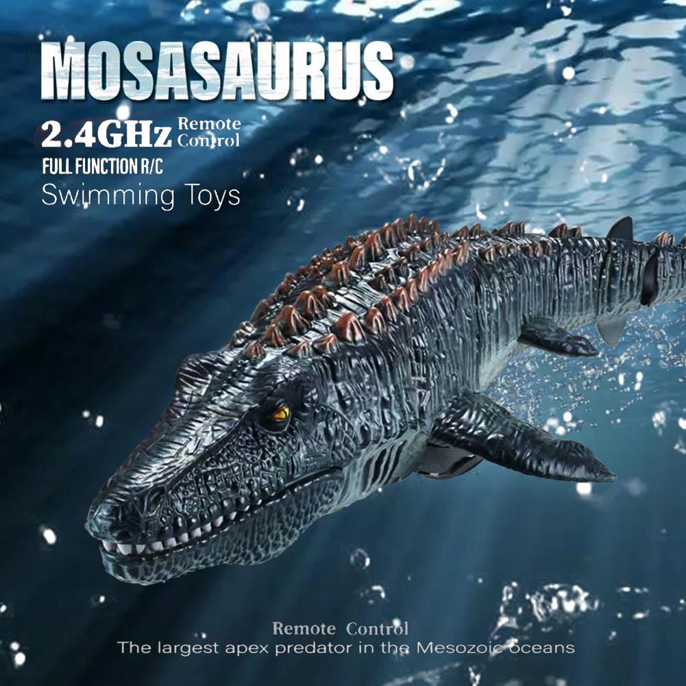 2.4G Remote Control Dinosaur For Kids Mosasaurus Diving Toys Rc Boat With Light Spray Water For Swimming Pool Bathroom Bath Toys