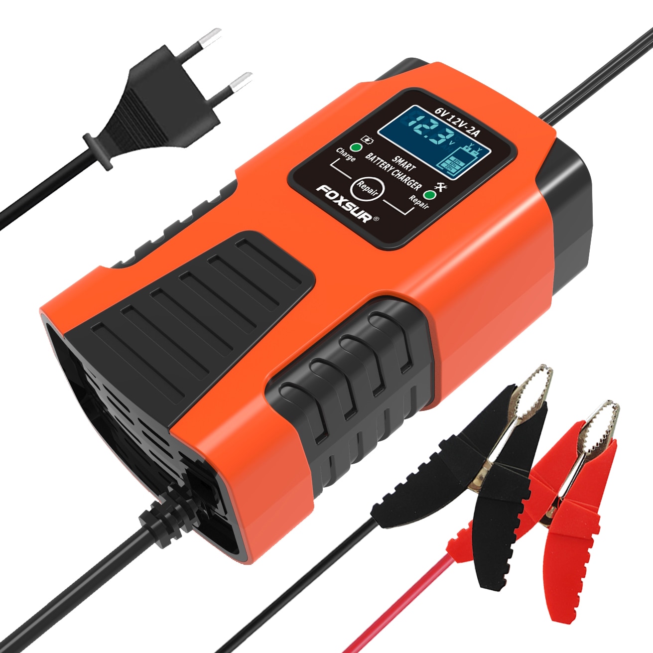 2A Fully-Automatic Smart Charger, 6V and 12V Battery Charger, Battery Maintainer, Trickle Charger, Battery Desulfator