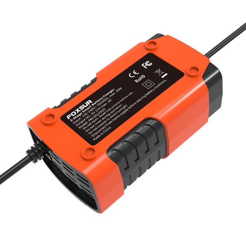 2A Fully-Automatic Smart Charger, 6V and 12V Battery Charger, Battery Maintainer, Trickle Charger, Battery Desulfator