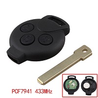 3 Button Remote Control Car Key Fob Case 434Mhz ID46 (7941) Chip Tranponder For Mercedes-Benz Smart Fortwo 451 2007-2013