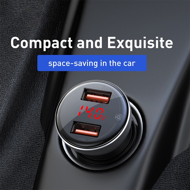 45W Car Charger Dual USB Cigarette Lighter Support SCP QC3.0 Fast Charging Auto Charger Accessories For iPhone Huawei
