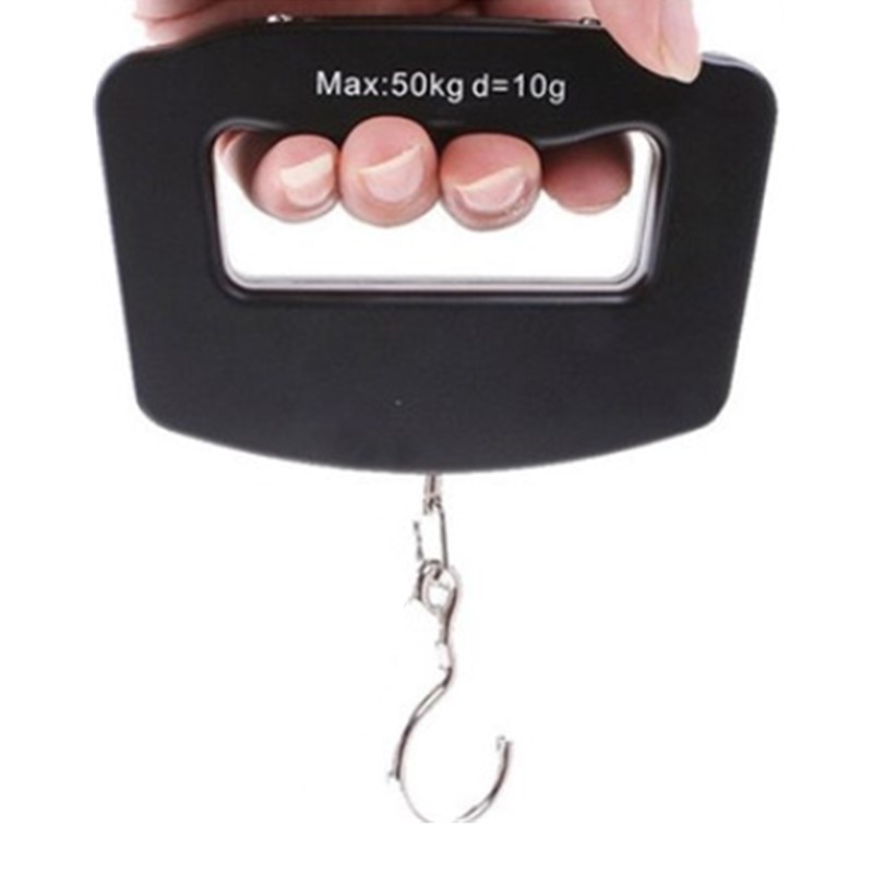 50Kg 10g Portable Mini Digital Hand Held Fish Hook Hanging Scale Electronic Weighting Luggage Scale blue Backlight Display