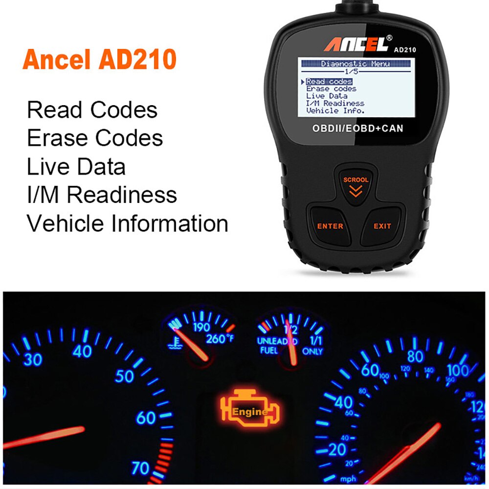 Ancel AD210 OBD2 Scanner Auto OBD Scanner Car Diagnostic OBD 2 Scan Tool For Engine OBD Automotive Scanner Code Reader