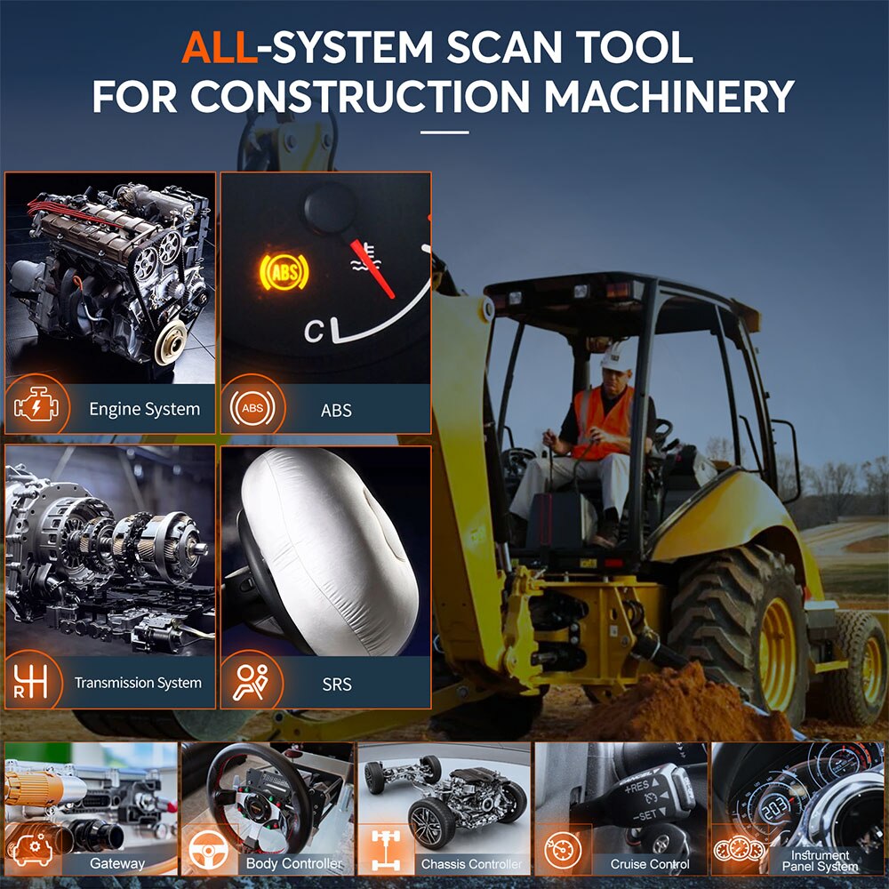 ANCEL HD3600 Construction Machinery Scan Tool DPF Reset Full System Heavy Duty Truck Scanner Tools for Caterpillar/Komatsu/Volvo