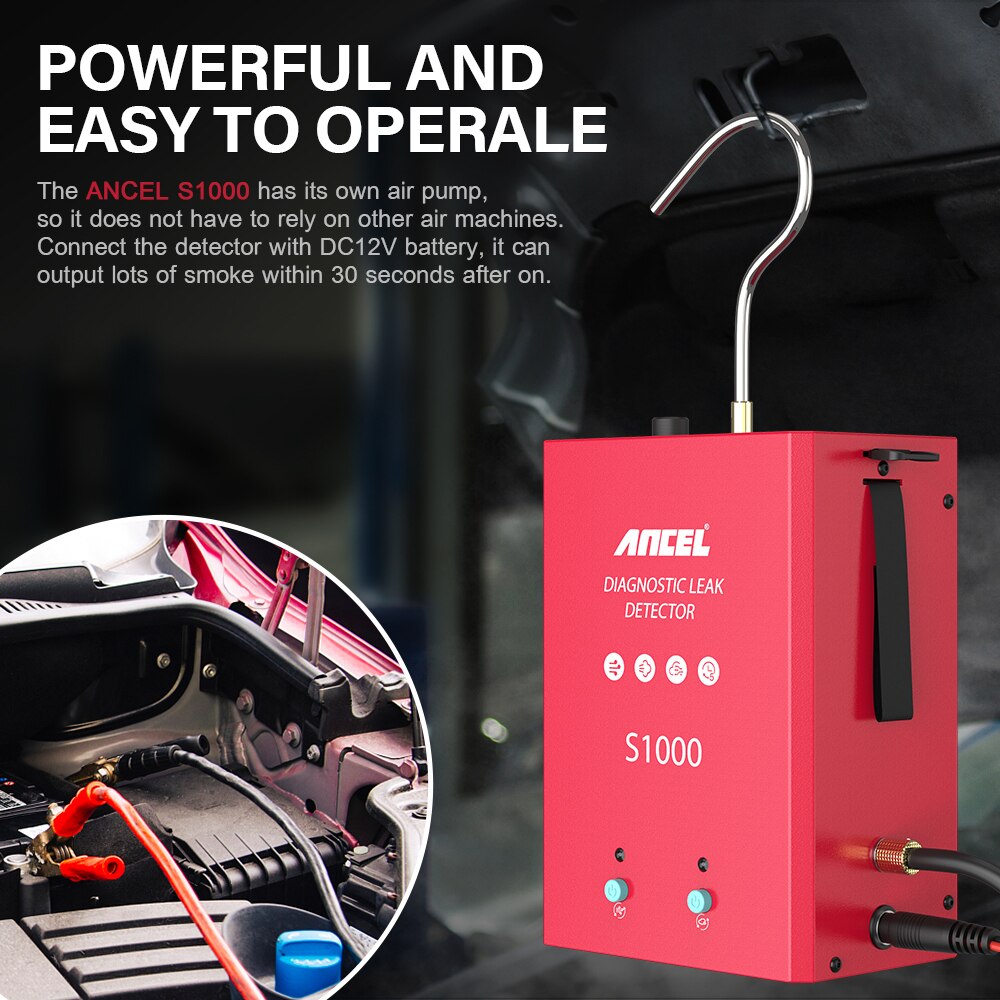 ANCEL S1000 Smoke Generator for Car Pipe Generator Leak Detector Evap Vacuum Smoking Diagnostic Automotive Smoke Leakage Test