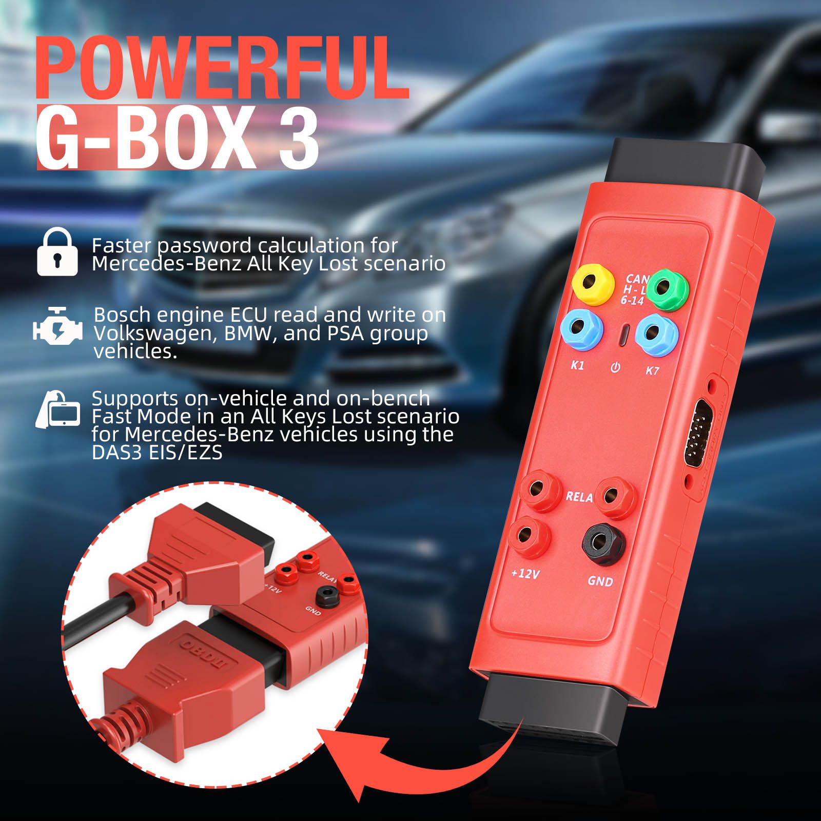 Newest Autel MaxiIM GBOX3 G-BOX 3 Adapter Compatible with MAXIIM IM608, IM608PRO Engine ECU Read/Write for BOSCH MD1/MG1