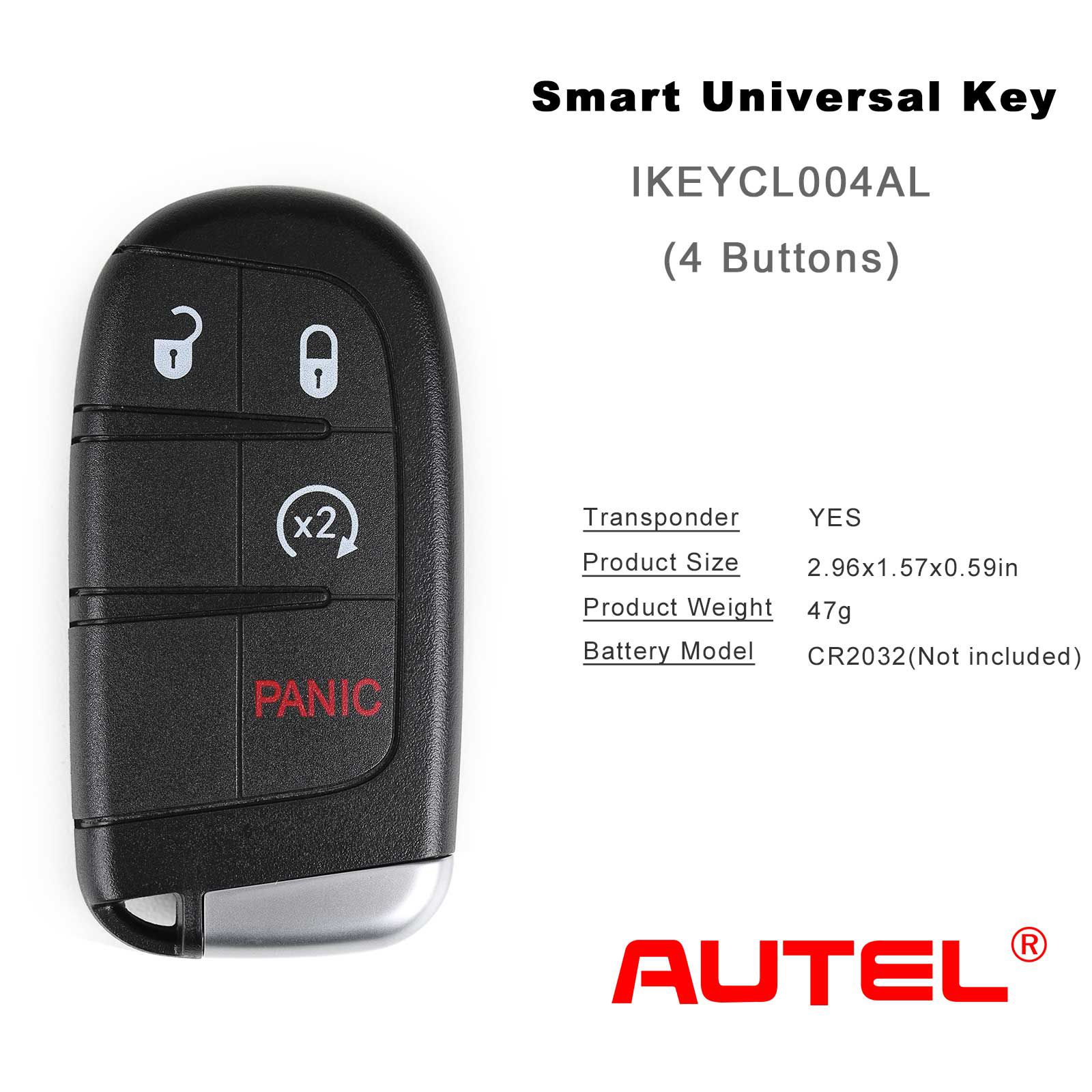 AUTEL IKEYCL004AL Chrysler 4 Buttons Universal Smart Key 5pcs/lot