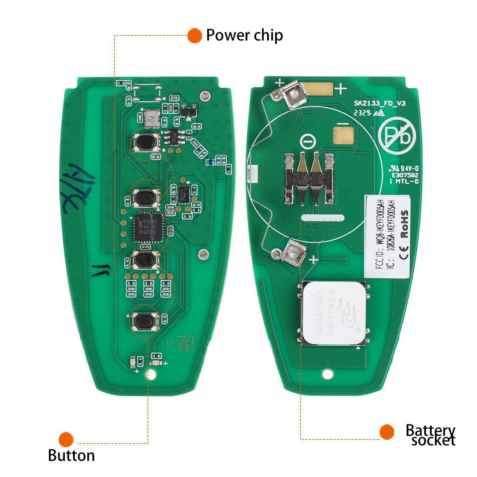 AUTEL IKEYFD004AH 4 Buttons 868/915 MHz Independent Universal Smart Key 5pcs/lot