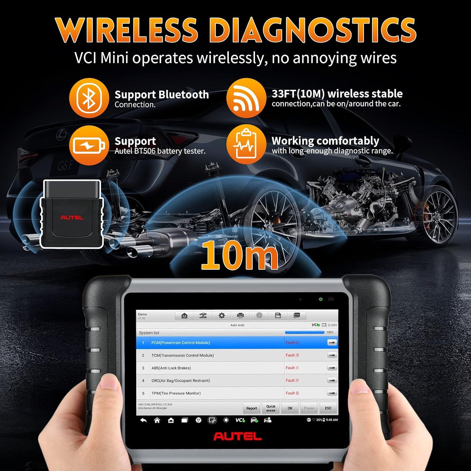 Autel MaxiCOM MK808Z-BT Bi-Directional Diagnostic Scanner Upgraded of MK808/MK808S/MX808 Compatible with BT506/MV108