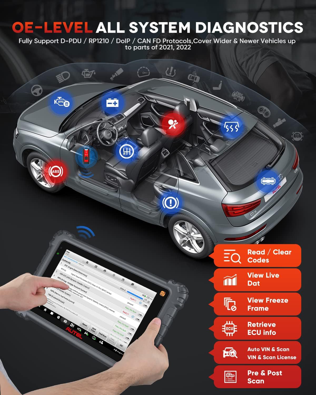 Autel MaxiCOM MK906S PRO TS (MK906Pro TS) TPMS Diagnostic Scanner with ECU Coding, Bi-directional Control, and 2 Free Autel TPMS MX-Sensor