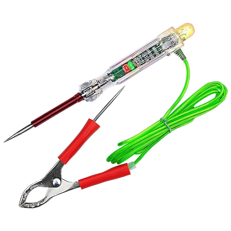 Automotive LED Circuit Tester 6-24V Test Pen Light With Dual Probes 47 Inch Antifreeze Wire Alligator Clip For Testing Car Circuit Detection Pen
