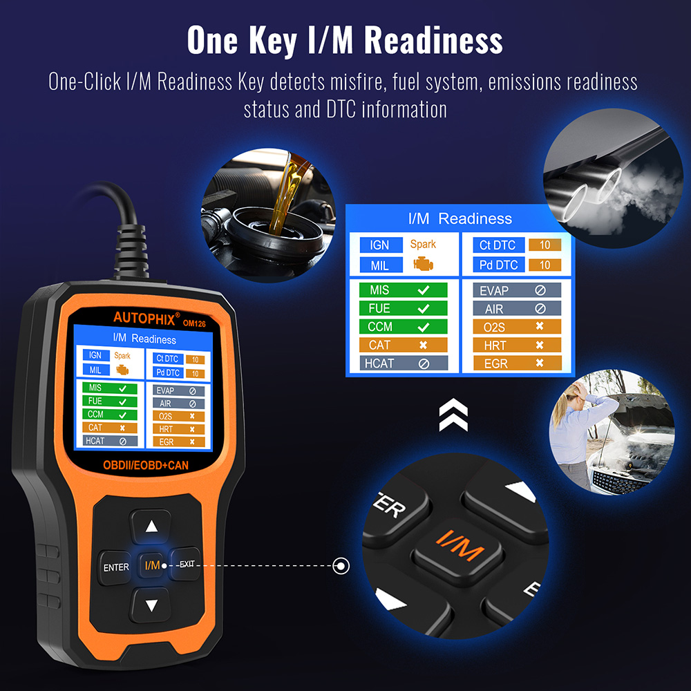 Autophix OM126 OBD2 Scanner Car Engine Code Reader OBD 2 Automotive Diagnostic Tools Scanner Car Accessories Multi-Languages