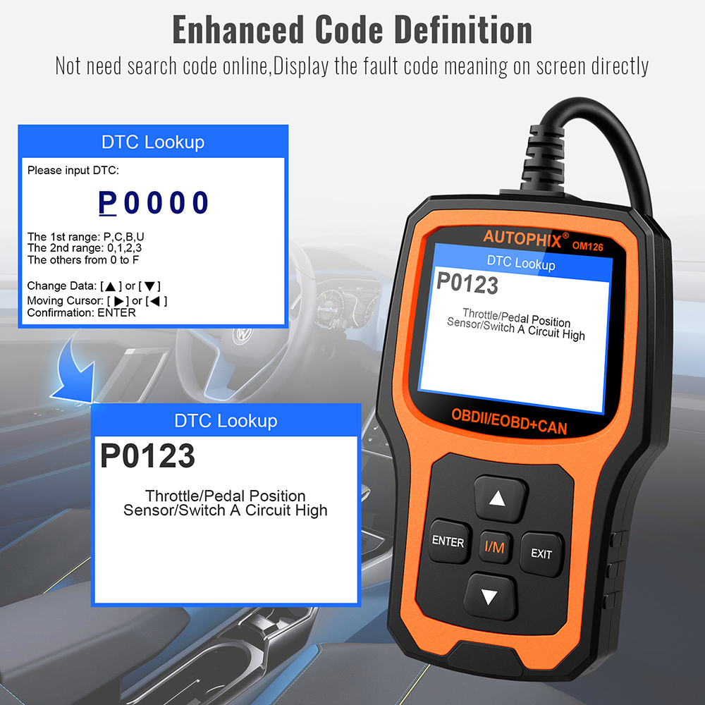 Autophix OM126 OBD2 Scanner Car Engine Code Reader OBD 2 Automotive Diagnostic Tools Scanner Car Accessories Multi-Languages