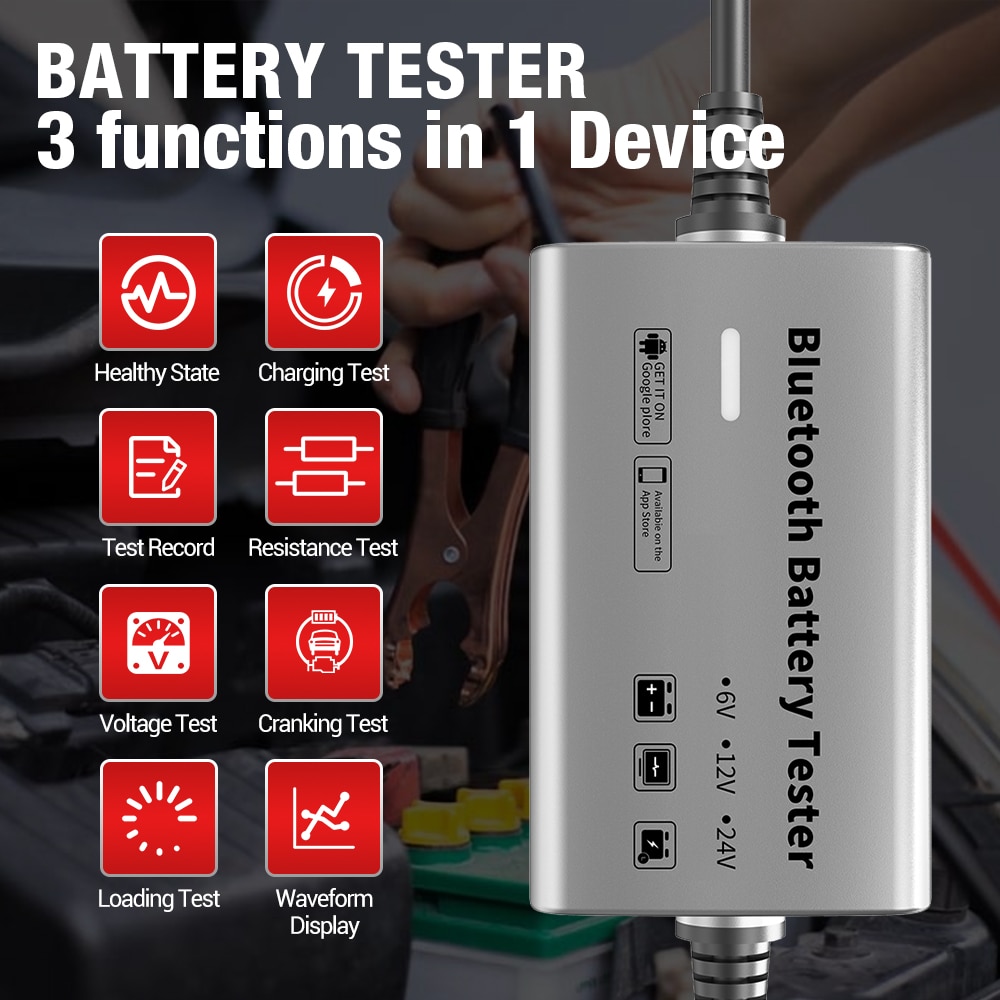 BM500 Car Truck Battery Tester Wireless Bluetooth 6V 12V 24V Auto Battery Analyzer Test Tools work with Android IOS