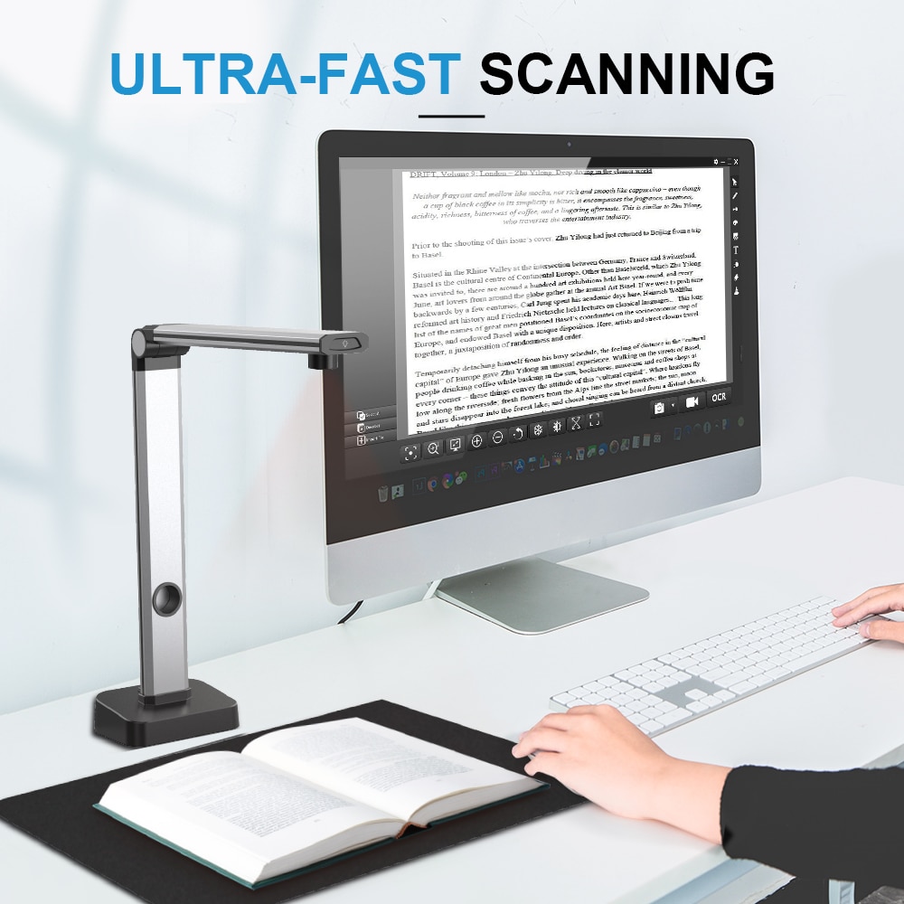 L10 Book & Document Scanner, Auto-Flatten & Capture Size A3, Smart Multi-Language OCR, SDK & Twain for Office and Education