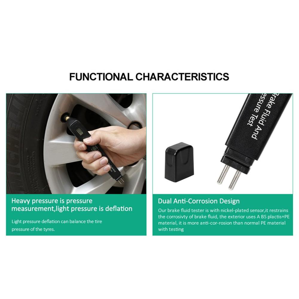 Brake Fluid Tire Pressure Tester Accessories And Parts Brake Fluid Test Pen Pressure Gauge 2 in 1 Digital LCD Screen Detection