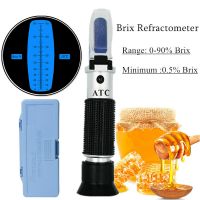 brix 0-90% refractometer Sugar Refratometro for Food Content fruit juice liquids ATC Measurement tool with retail box