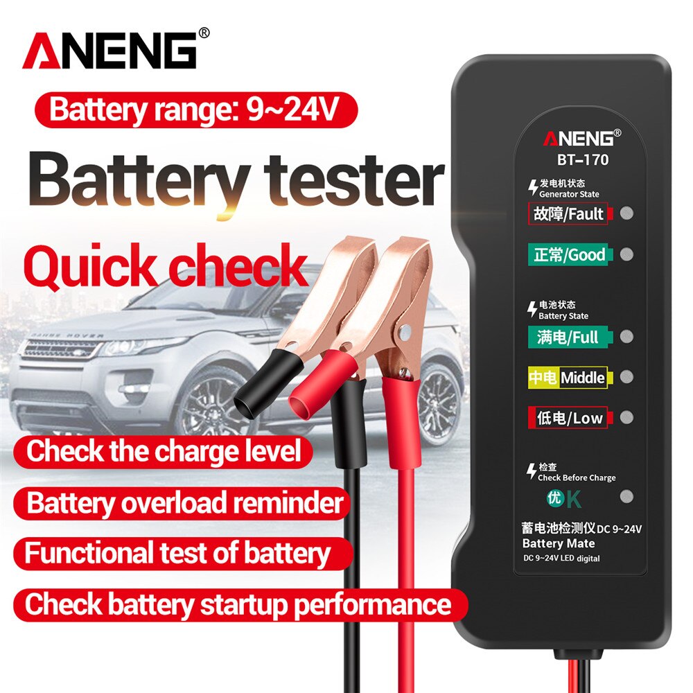 ANENG BT-170 12V Car Motorcycle Tester Fault Detector Battery Tester Digital Alternator Tester Car Diagnostic Tool Auto Repair