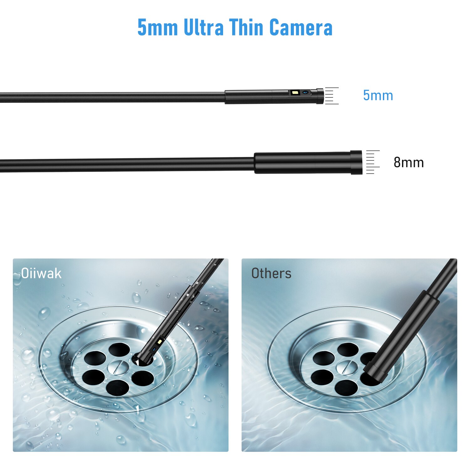 Mini Camera Endoscope 5mm Dual Lens 5.18 Inch IPS Screen 1080P HD Video Digital Snake Camera Sewer Pipe Plumbing Camera for Car