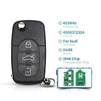 Car Remote Flip Key 3 Buttons For Audi A3 A4 A6 A8 B5 TT RS4 Quattro 1994 - 2004 Old Models 433Mhz ID48 Chip HU66 Blade