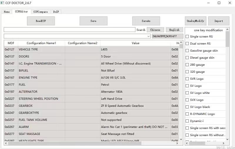 CCF Doctor Editor 3.2.1 for 2017-2022 JLR Jaguar via OBD2 No Need Shipping Work for ENET Cable