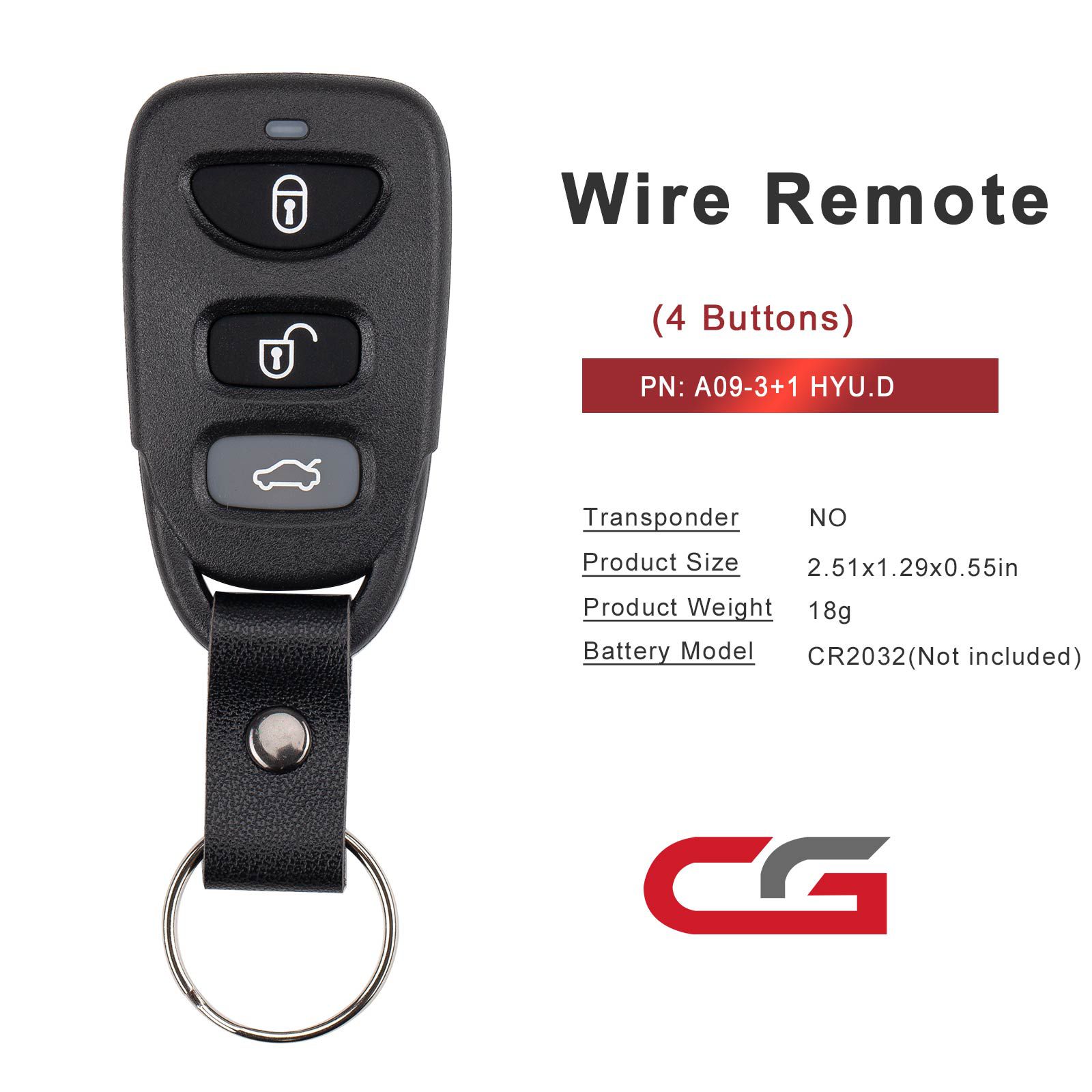 CG A09-3+1 HYU.D Style(Separate-3+1BTN)) 4 Buttons Wire Remote Used with CGDI K2 Key Programmer 5pcs/lot