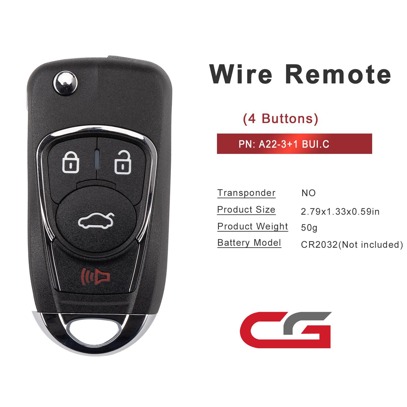 CG A22-3+1 BUI.C New Style (Flip-4BTN) 4 Buttons Wire Remote Used with CGDI K2 Key Programmer 5pcs/lot