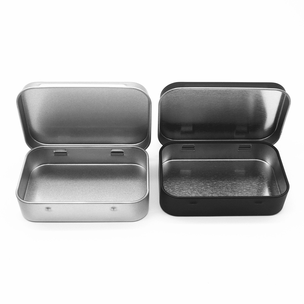 Cigarette Case Box Survival Kit Tin Black Tobacco Storage Box Clamshell Containers for Jewelry Candy Coin Key Organizer