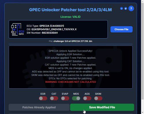 Continental GPEC Tool Software for GPEC2/2A/3/4LM ECU's - perform OBD unlock patch(2A) and other functions