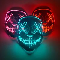 Cosmask Halloween Neon Mask Led Mask Masque Masquerade  Party Masks Light Glow In The Dark Funny Masks Cosplay Costume Supplies