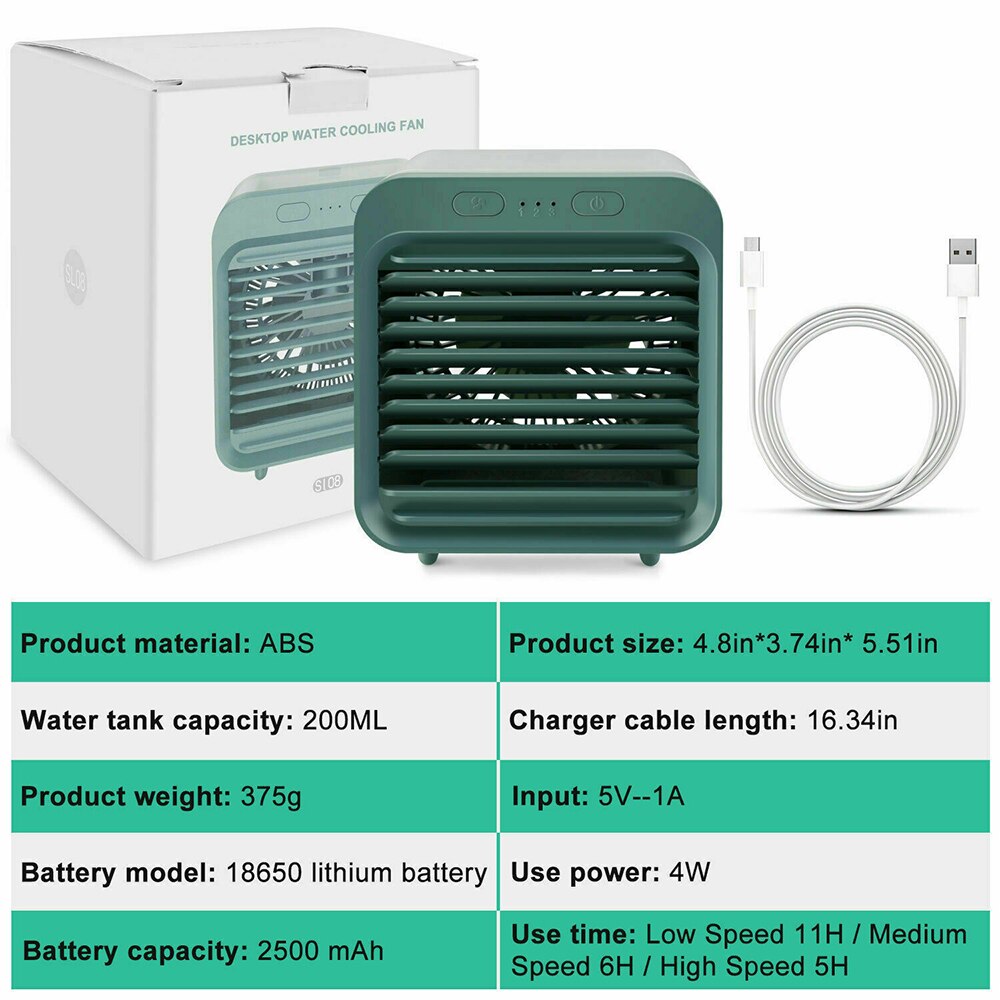 New Portable Mini Personal Air Conditioner Desktop Air Cooling Fan 3 Gear USB Air Cooler Fan Humidifier Purifier for Home Office