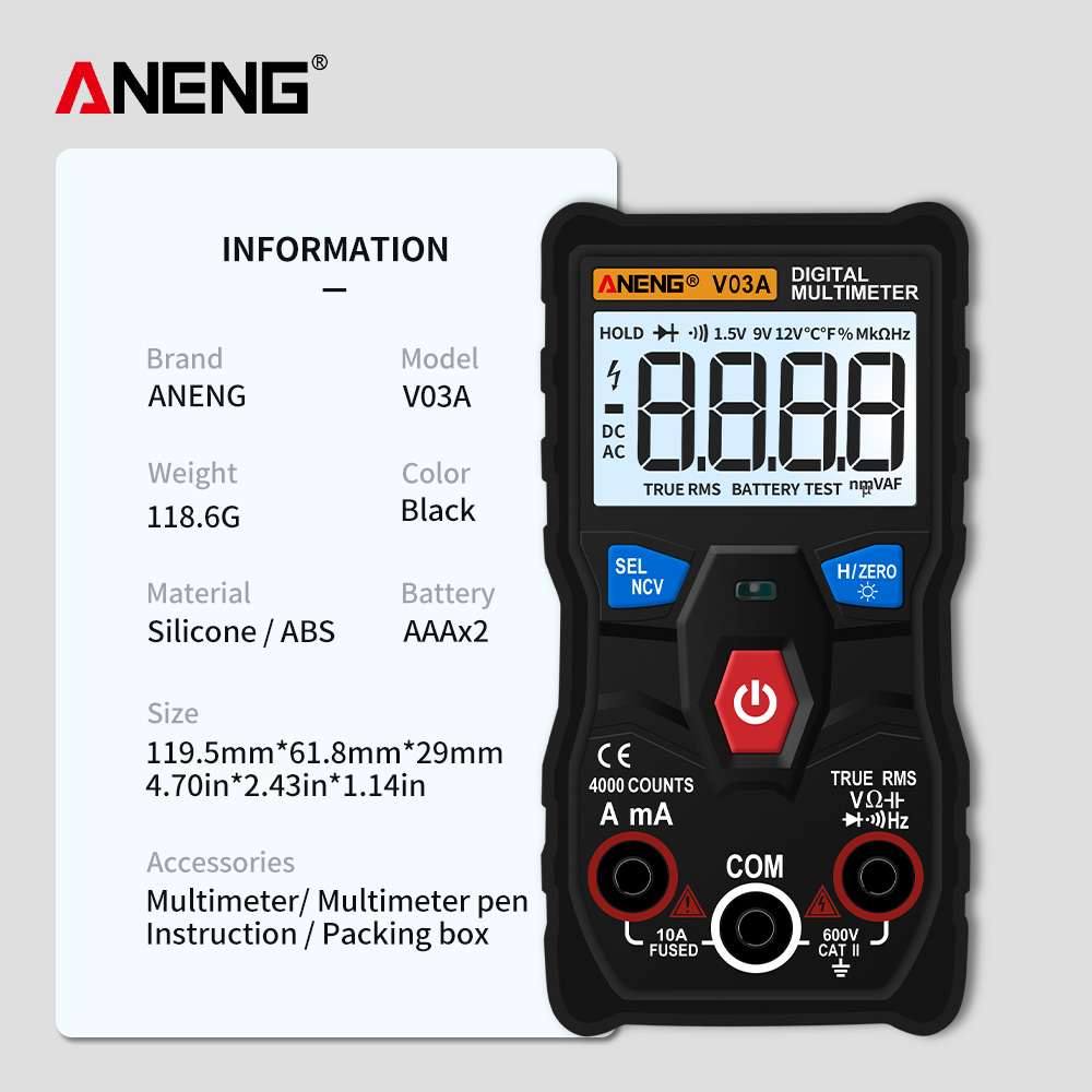 ANENG V03A analog Measurement Digital Multimeter esrmeter multimeter auto power off testers tools for auto ac mutimetro