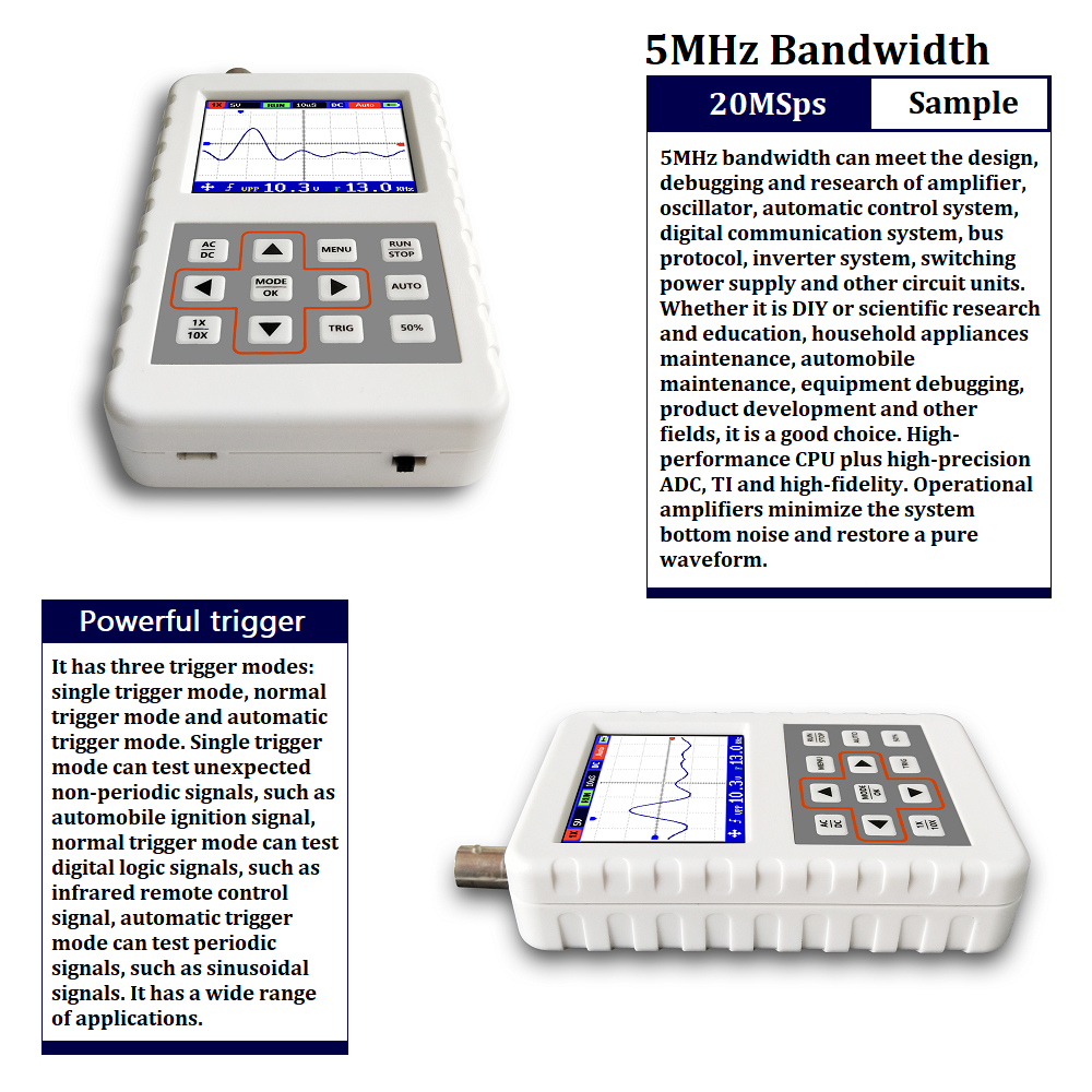 DSO FNIRSI PRO Handheld mini portable digital oscilloscope 5M bandwidth 20MSps sampling rate