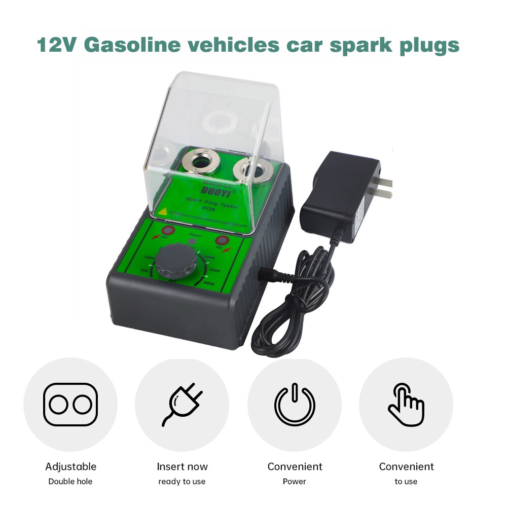 DUOYI DY28 12V Car Spark Plug Tester Dual Hole Lgnition Plug Analyzer Tool Scanner Gasoline Vehicles Petrol Car Ignition Testers