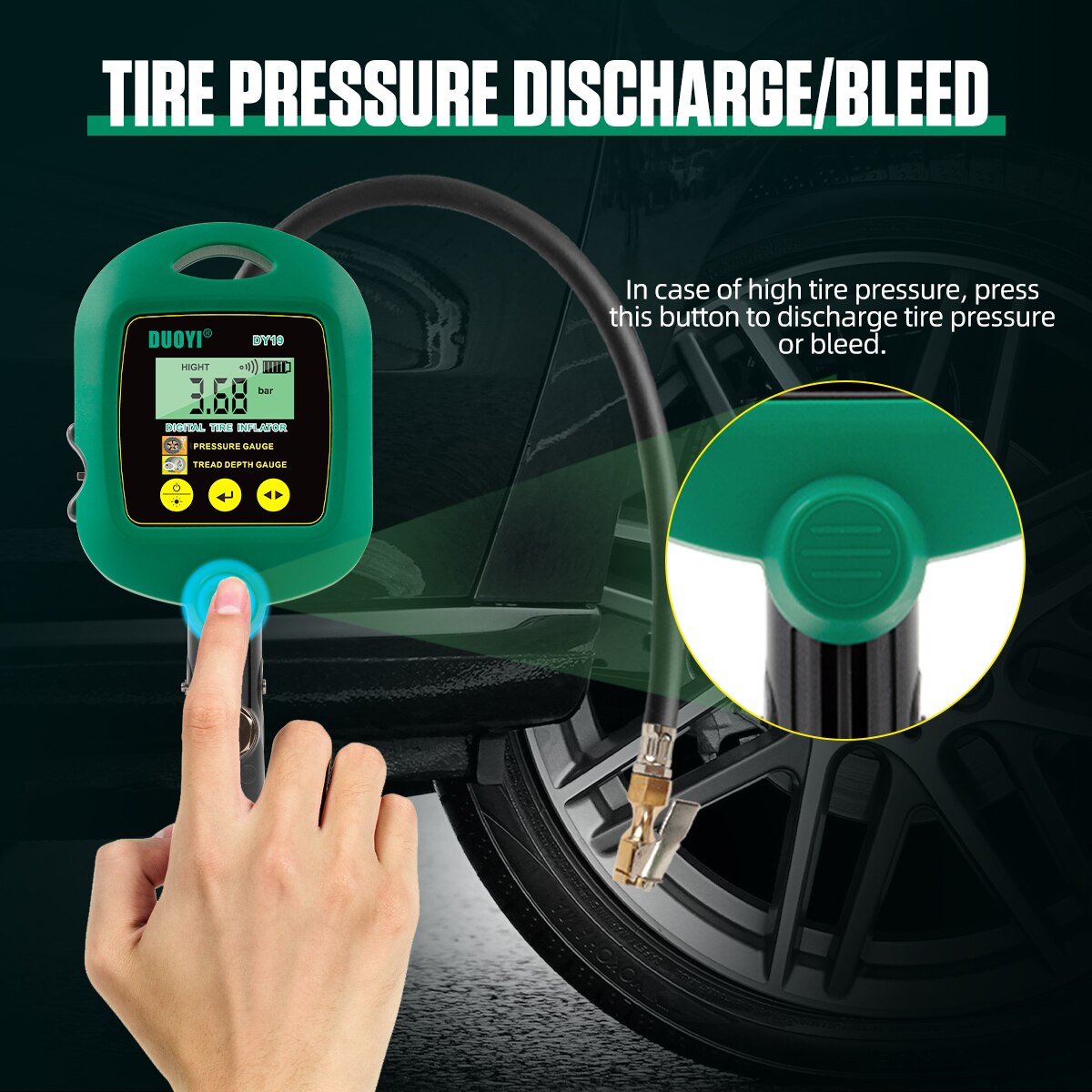 DUOYI DY19 Digital Inflator Pump Portable Mini Deflate Pump Air Compressor Tire Pressure Detection For Car Bike Motorcycle