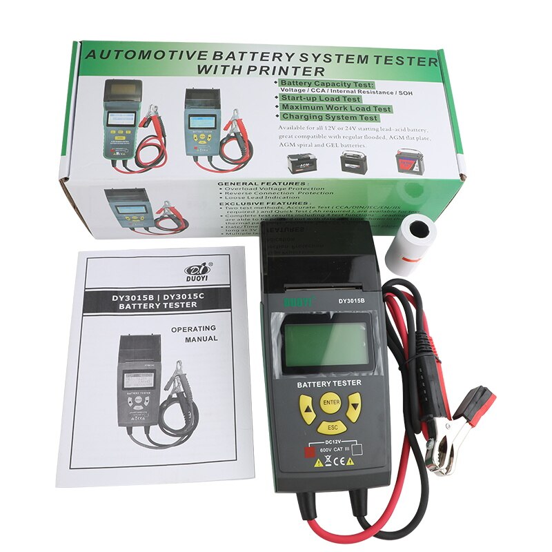 DUOYI DY3015B 12V 24V  Car Battery Tester Auto Cranking Charging Tester CCA Lead-acid Multifunction Digital Analyzer Diagnostic