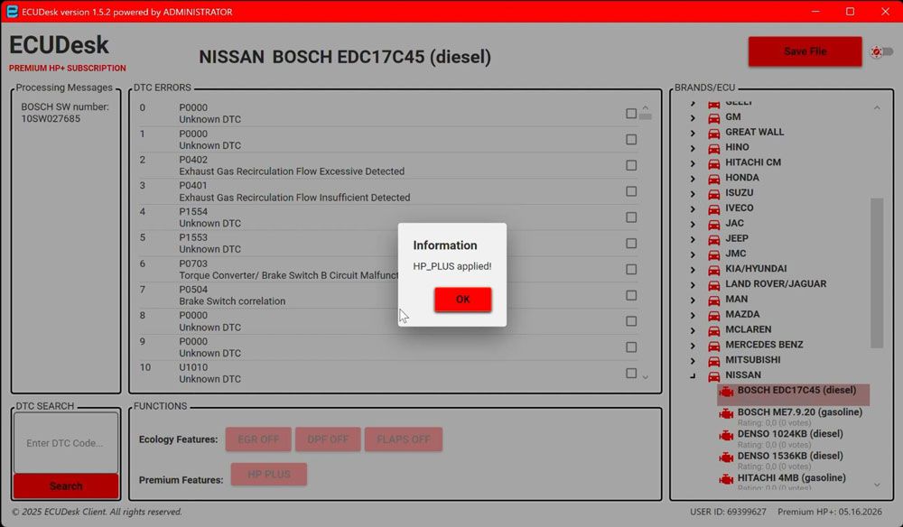 ECUDesk HP+ Version Stage1 ECU Tuning Software