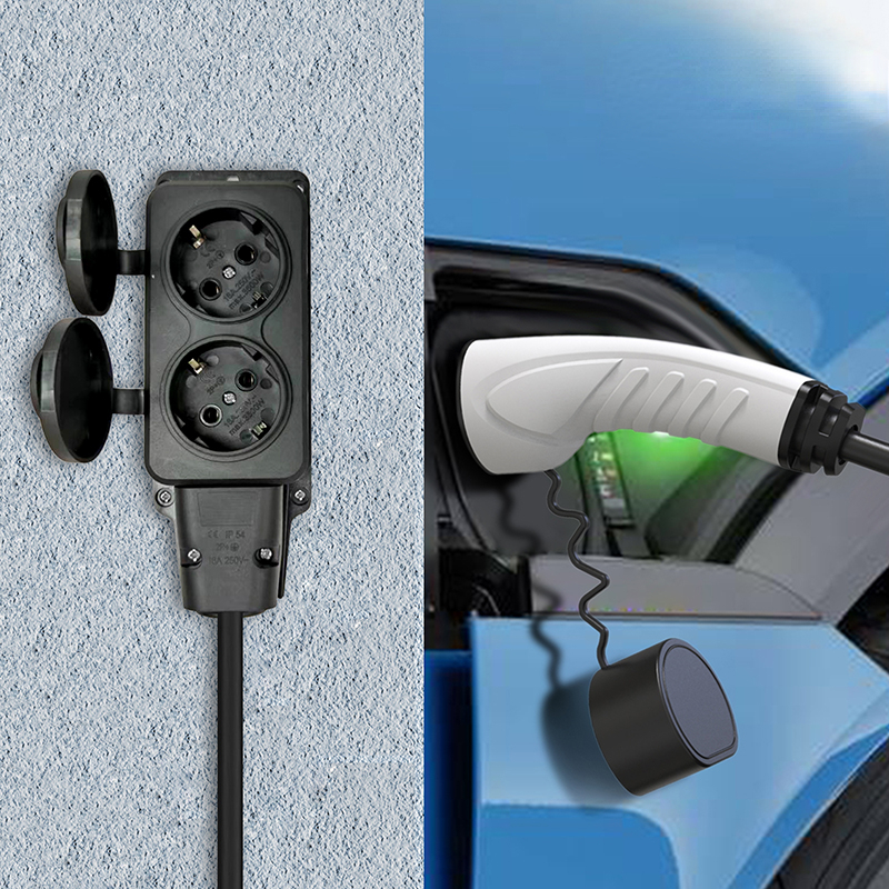 Electric Car Side Discharge Plug EV Type2 16A Charger Cable with EU Socket Outdoor Power Station( need car supports V2L)